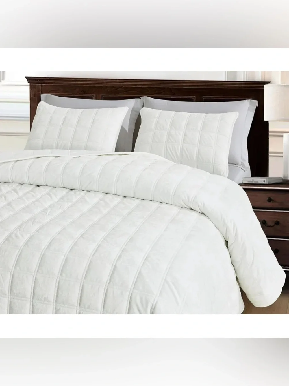 Classic White Quilted Comforter Set by